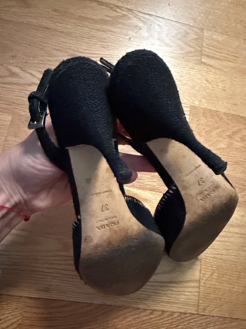 Prada Black Pointed-Toe Slingback Flats with Floral Crochet - Picture 3 of 6